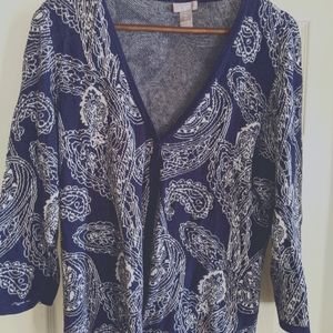 Navy blue and white sparkly cardigan